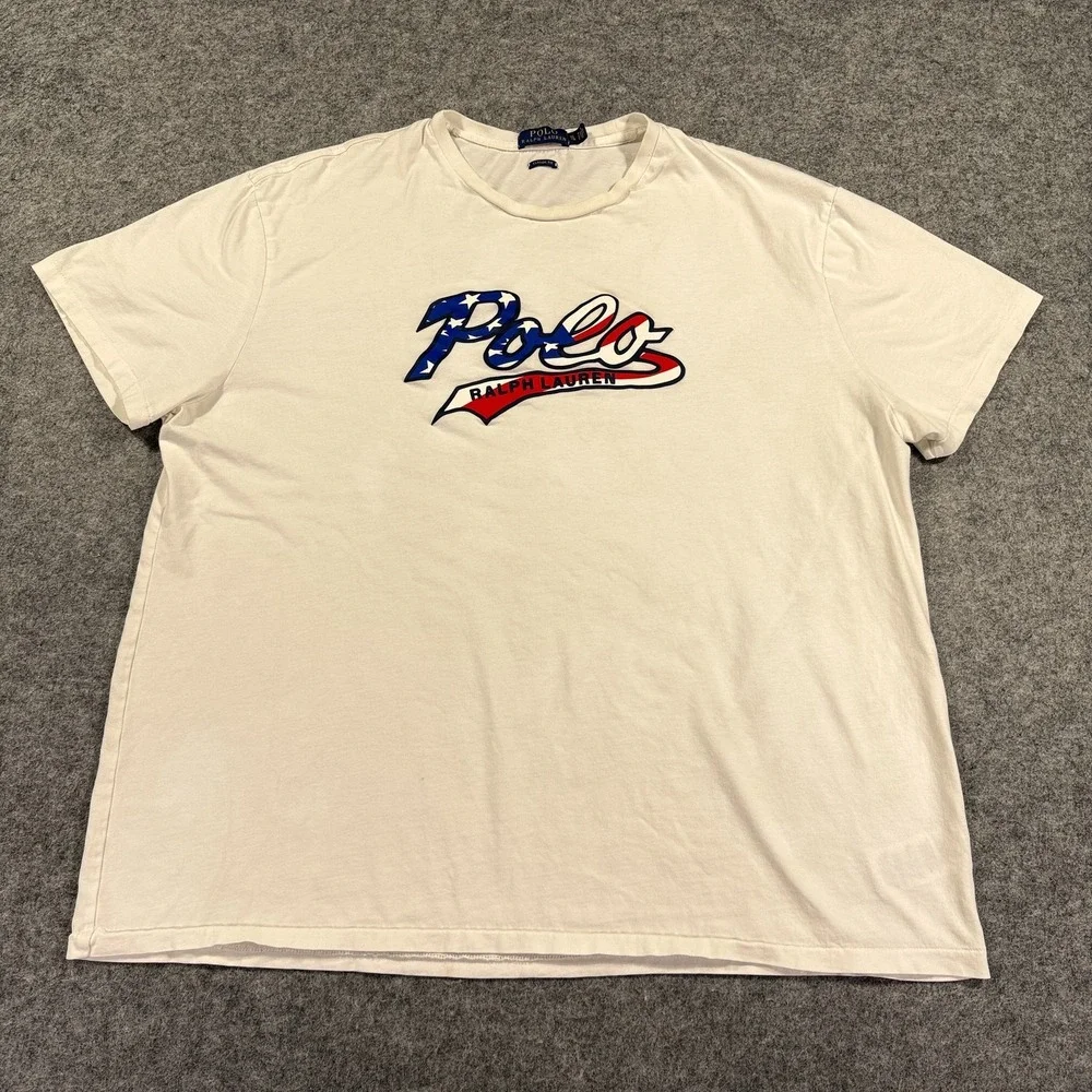 Polo Ralph Lauren Shirt Mens XL White USA Flag Logo Graphic‎ Patriotic Tee July